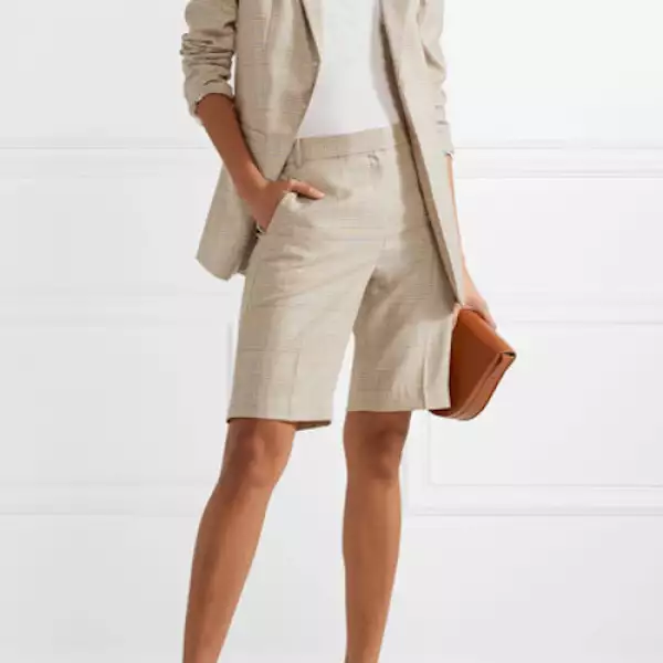 TIBI Cooper Prince of Wales checked wool and silk-blend shorts