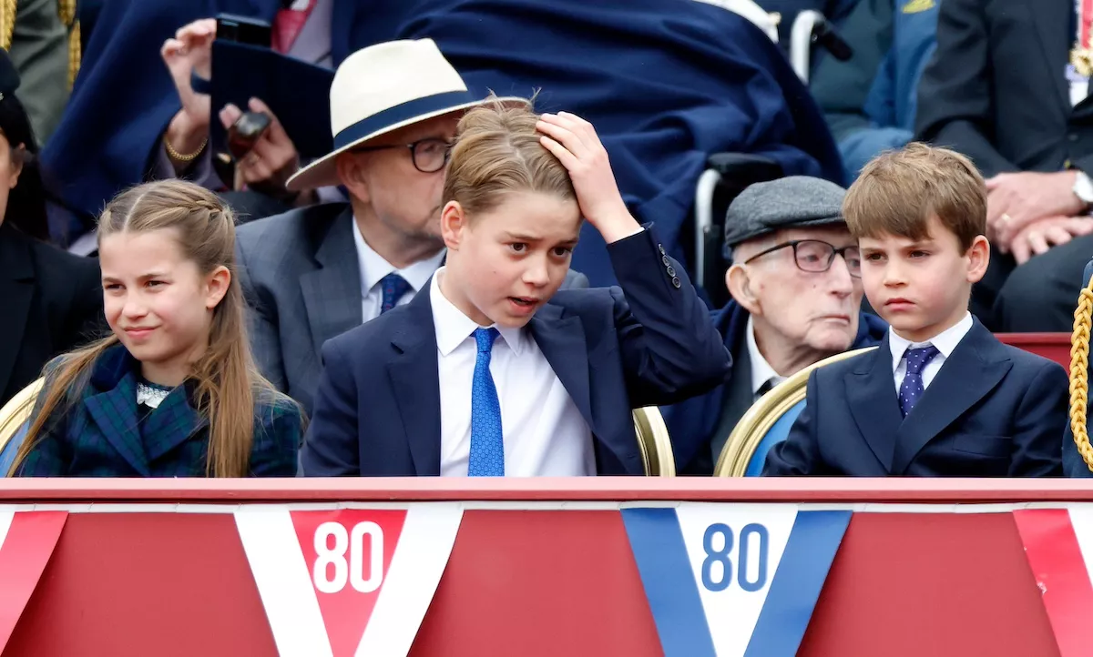 The Royal Family Watch Military Procession To Mark The 80th Anniversary Of VE Day