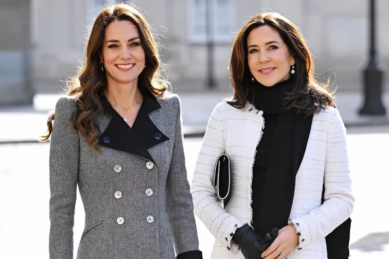 Catherine Duchess of Cambridge and Crown Princess Mary at the Amalienborg Courtyard, Copenhagen, Denmark - 23 Feb 2022