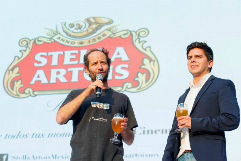 Carlos Reygadas y Alejandro Campos durante la presentación de la película al público.