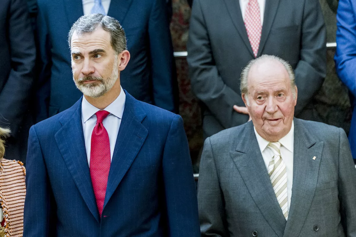 King Juan Carlos And King Felipe of Spain Meets COTEC Foundation Members