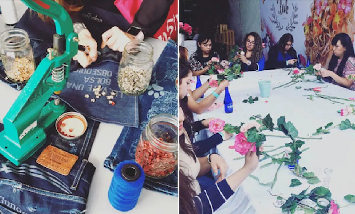 Las asistentes pudieron decorar sus propios jeans y hacer una corona de flores.