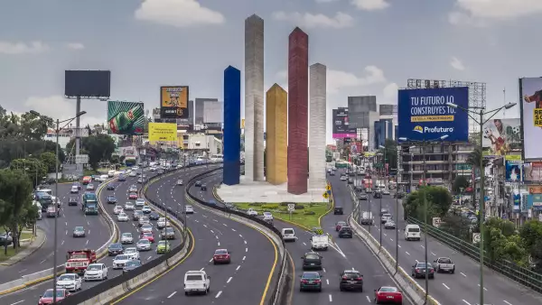 Iconic towers of Satelite City in Naucalpan, Mexico
