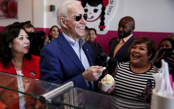 Democratic U.S. presidential candidate and former U.S. Vice President Biden gets ice-cream at La Michoacana during Super Tuesday in Los Angeles