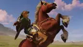 Imagen que muestra a Link, protagonista de The Legend of Zelda, sobre su caballo Epona en una secuencia propia del juego.