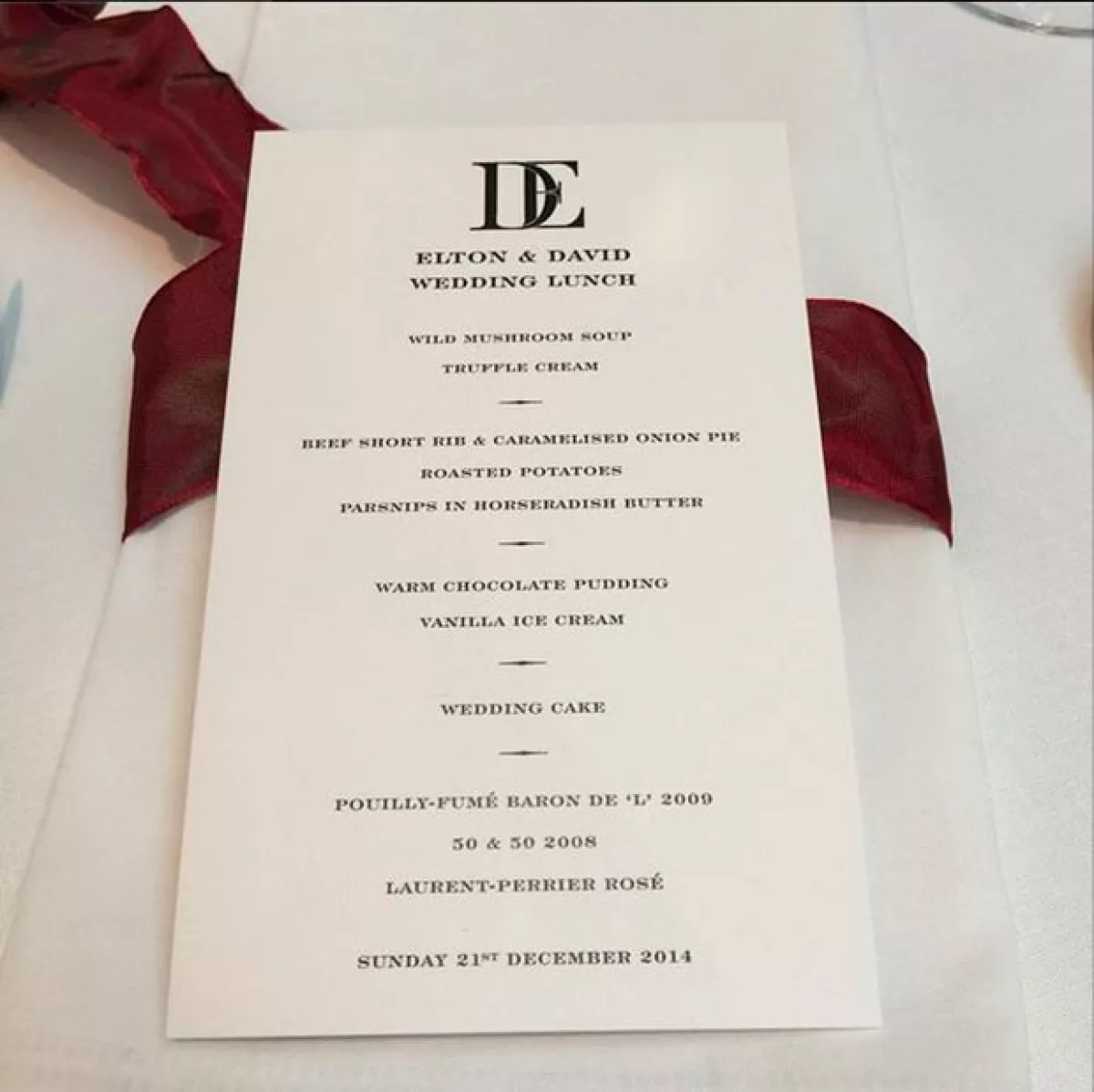 El menú de la noche.