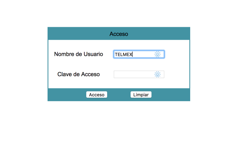 Pantalla de acceso