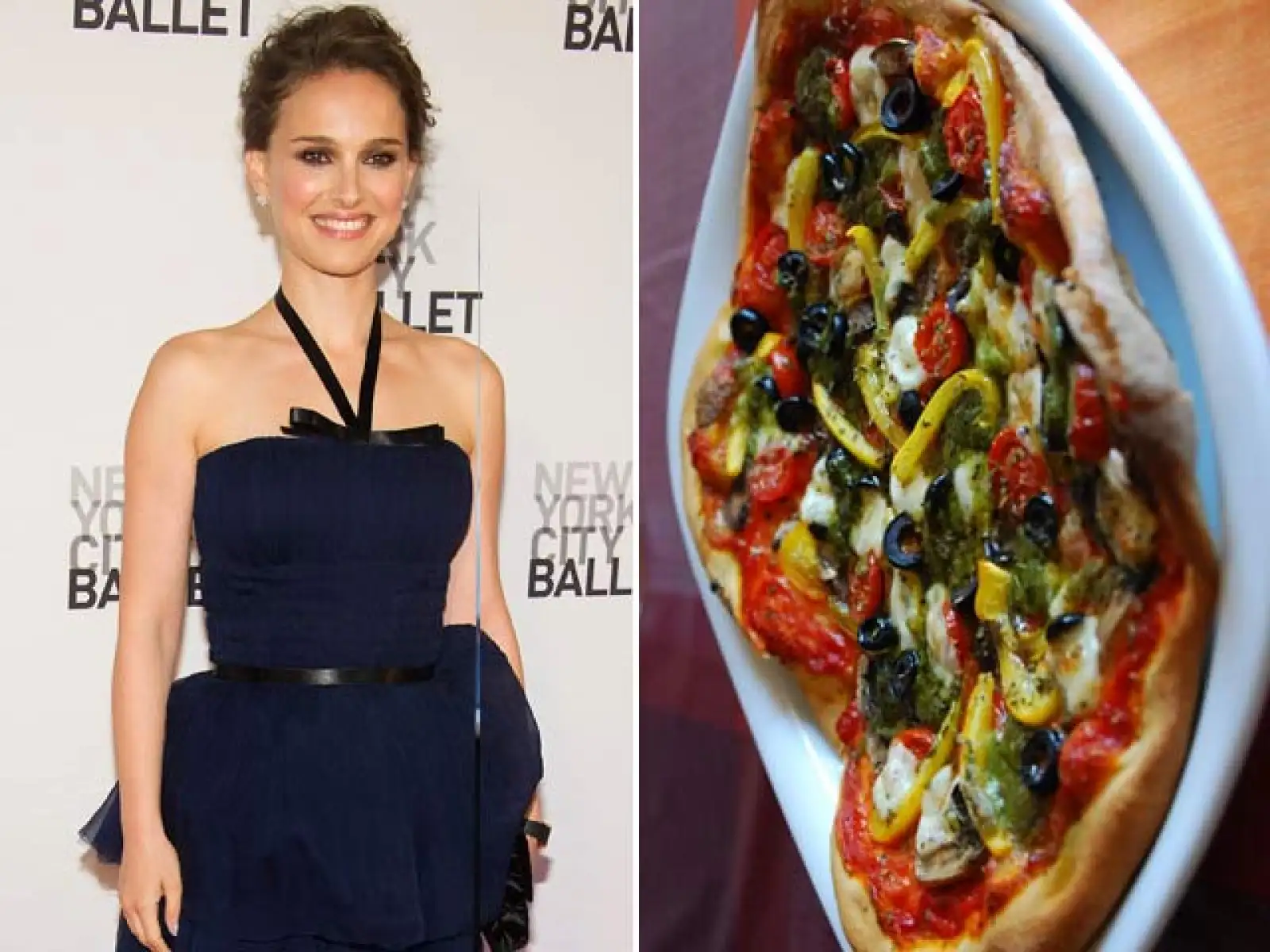 Natalie Portman es vegetariana y prefiere por sobre todo la pizza sin queso.