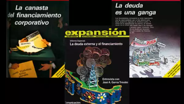 Los temas de la deuda y el financiamiento fueron tratados tantas veces como fue necesario en plena década de los 80, como se ve en estas portadas de 1980 (centro), 1986 (izq) y 1987 (der).