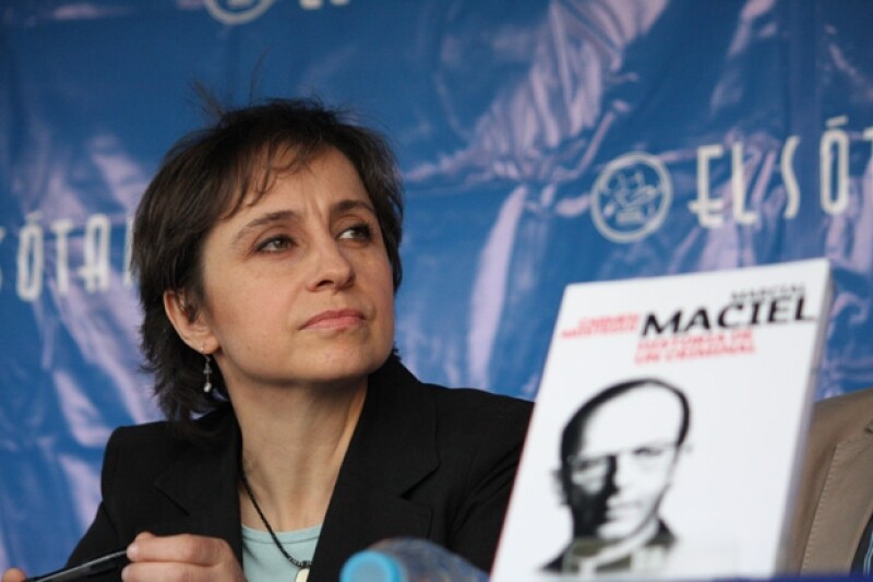 Carmen Aristegui en la presentación de su libro.