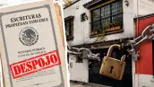 Vivienda con un cerrojo en alusión al problema de despojos en CDMX y unas escrituras, la principal herramienta para dar certeza jurídica. 