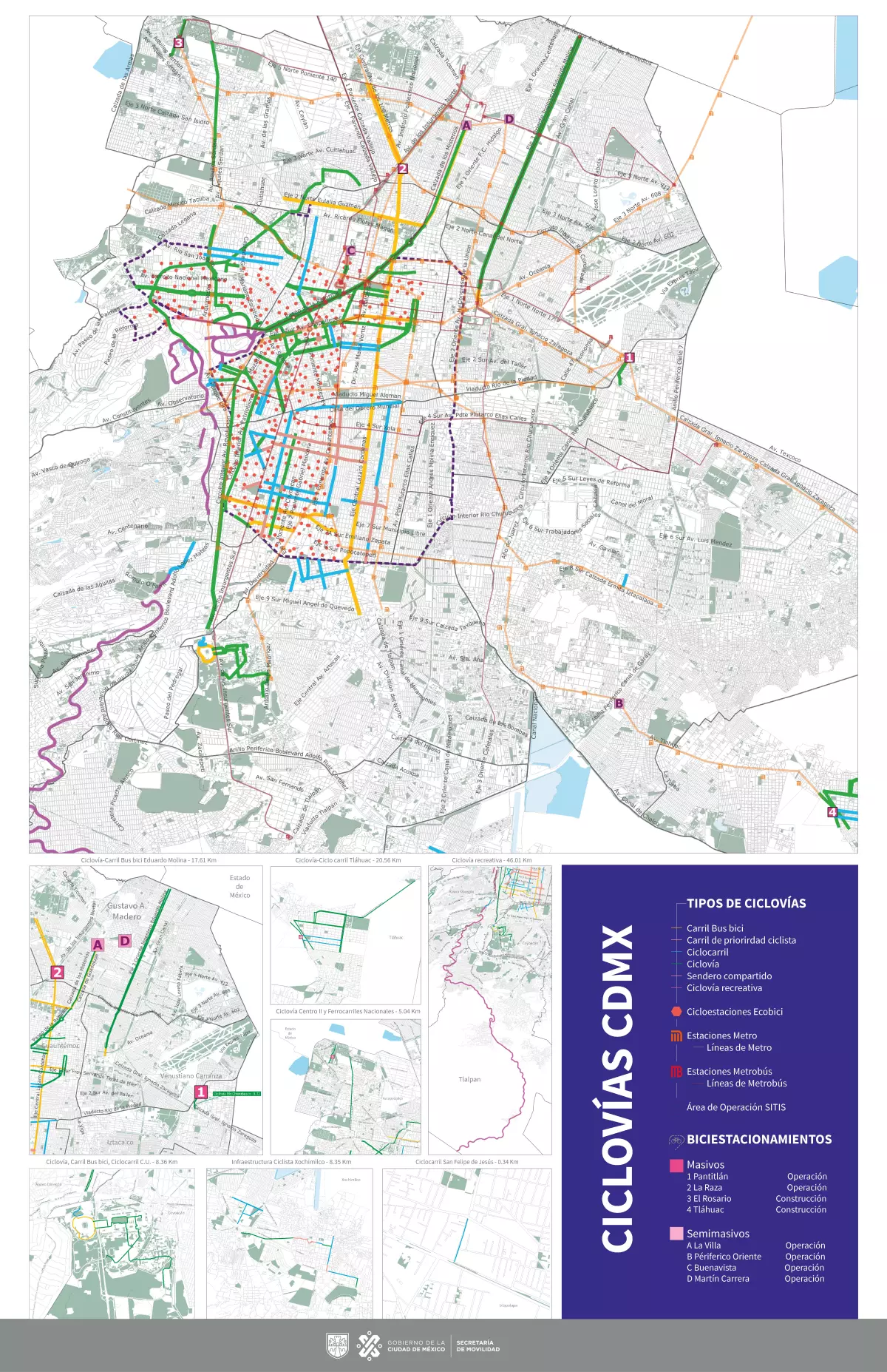 Mapa Ciclista CDMX 2020 Semovi