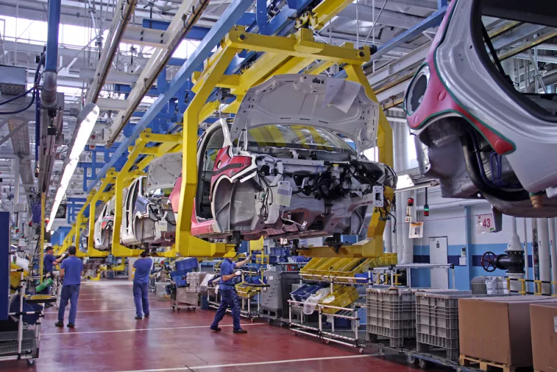 Modern vehicles on the production line