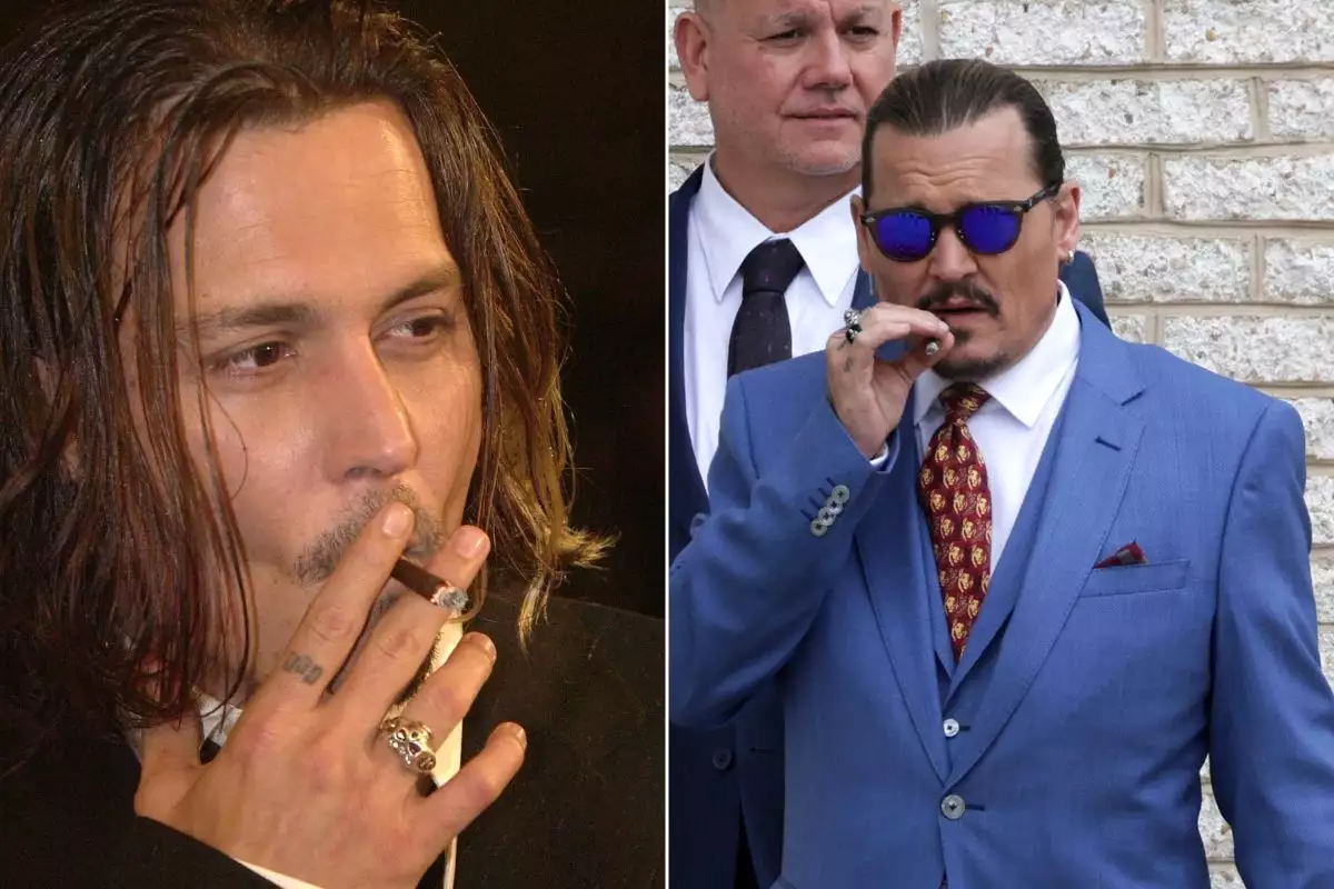 Johnny Depp fumando en dos distintas imágenes