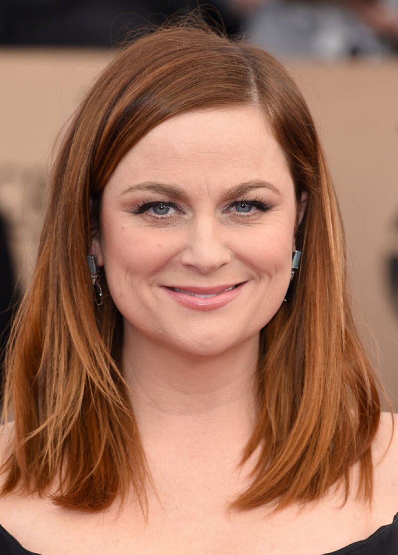 Amy Poehler tiene un tanto marcado el entrecejo, cuestión que podría describirse como una persona o que gesticula demasido, o es malhumorada.