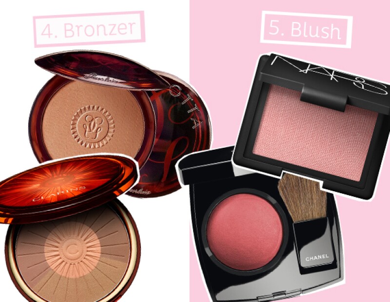 Bronzer: Guerlain, Clarins. Blush: Nars, Chanel.