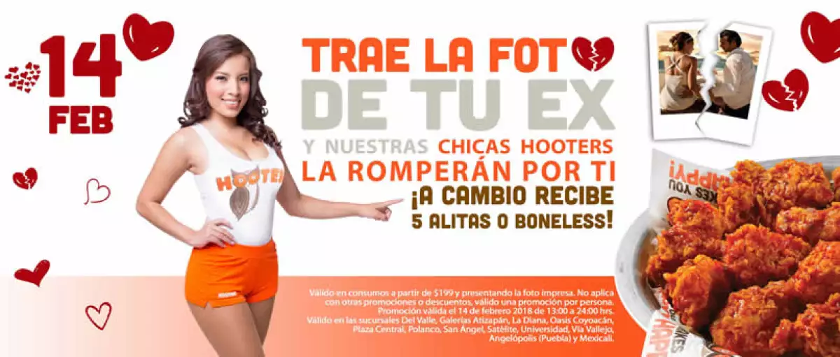 Hooters regala alitas a cambio de romper la foto de tu ex