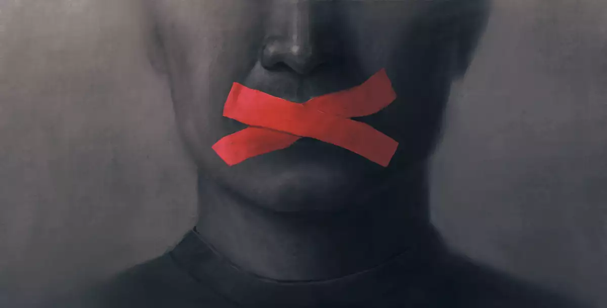 Free speech censorship censored and freedom of expression concept , political art illustration, conceptual artwork
