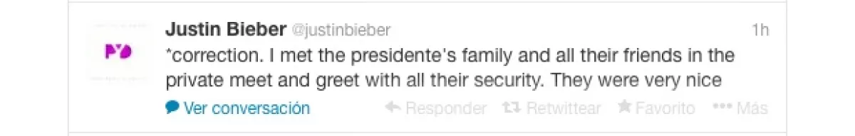 Éste fue el mensaje que publicó Bieber tras eliminar el primero en el que decía que había conocido al presidente.