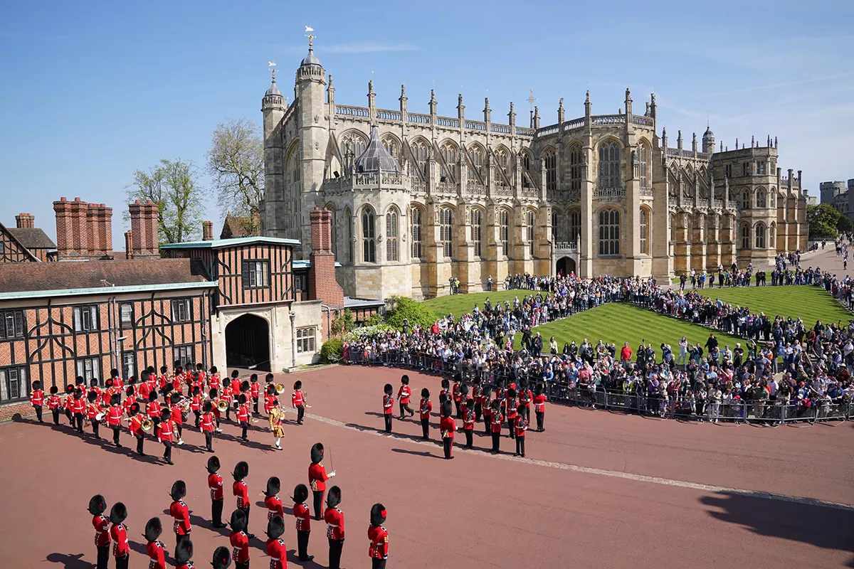 Coldstream Guards Mark Queen Elizabeth II's 96th Birthday At Windsor Castle