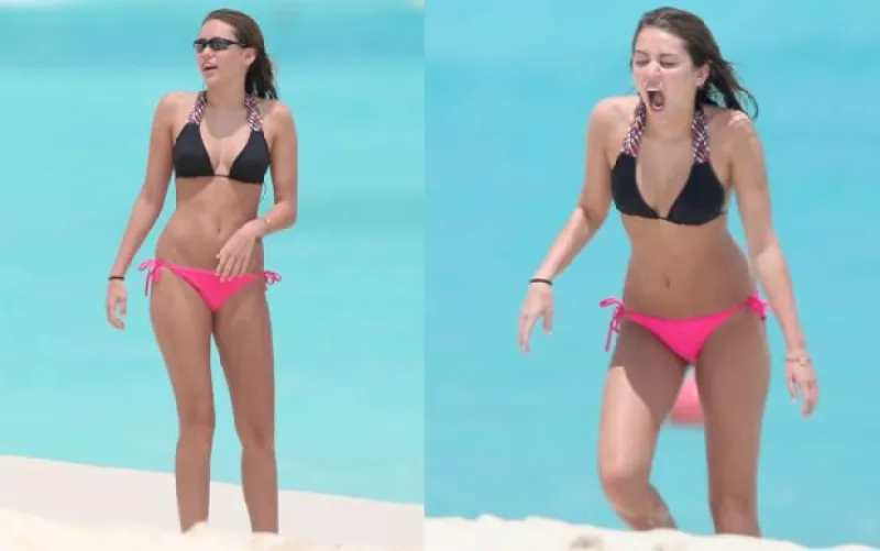 La actriz de Hannah Montana compartió en Twitter sus vacaciones en las Bahamas, y aunque varios criticaron su cuerpo, ella comentó que tiene defectos como todas las chicas.