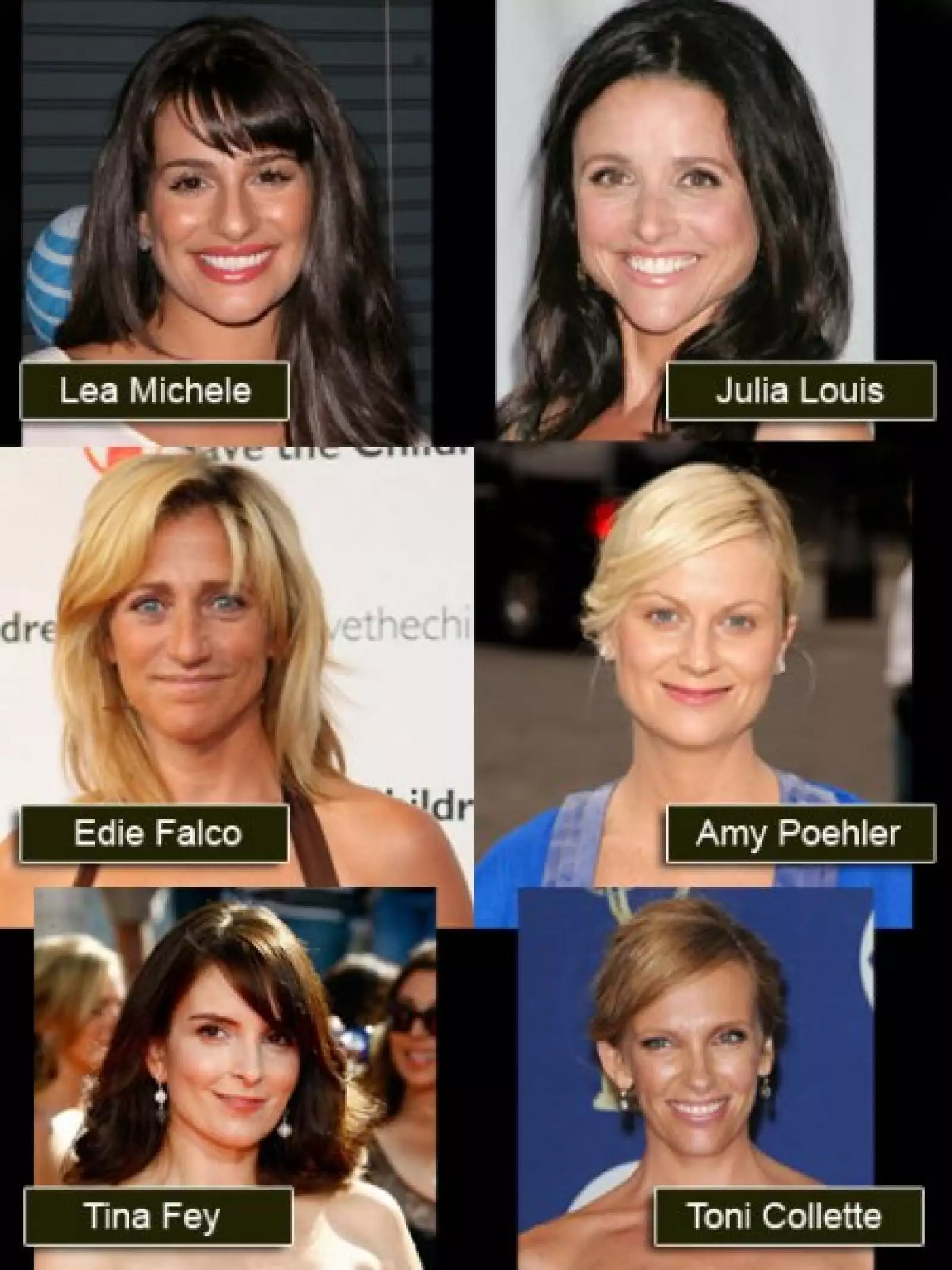 Mejor Actriz de Comedia: Lea Michele `Glee´; Julia Louis-Dreyfus `The new adventures of old Christine´; Edie Falco `Nurse Jackie´; Amy Poehler `Parks and recreation´; Tina Fey `30 rock´ y Toni Collette `United States of Tara´.