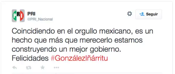 Este es el mensaje que el PRI emitió en Twitter.