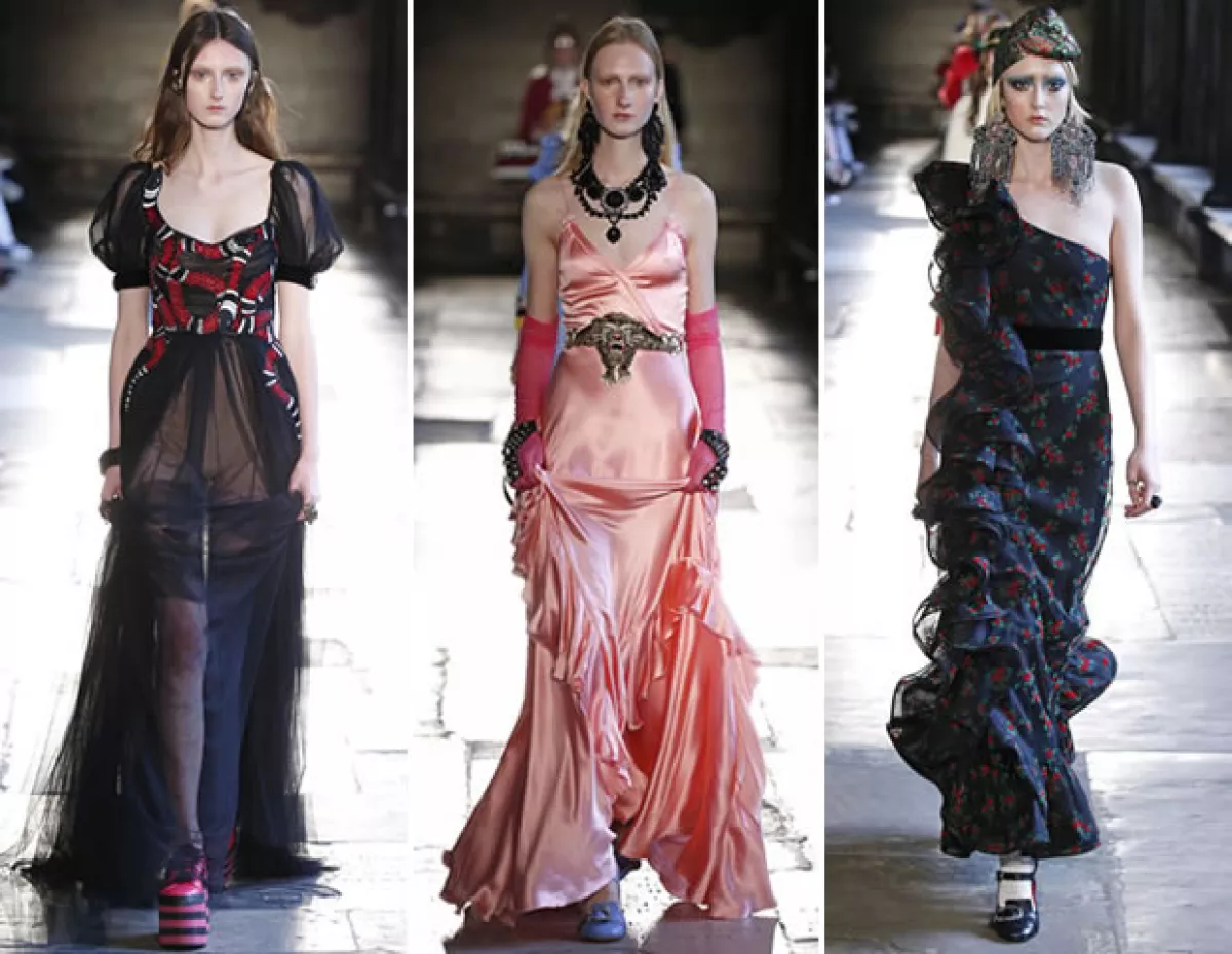 Alessandro propuso vestidos con muchos olanes.