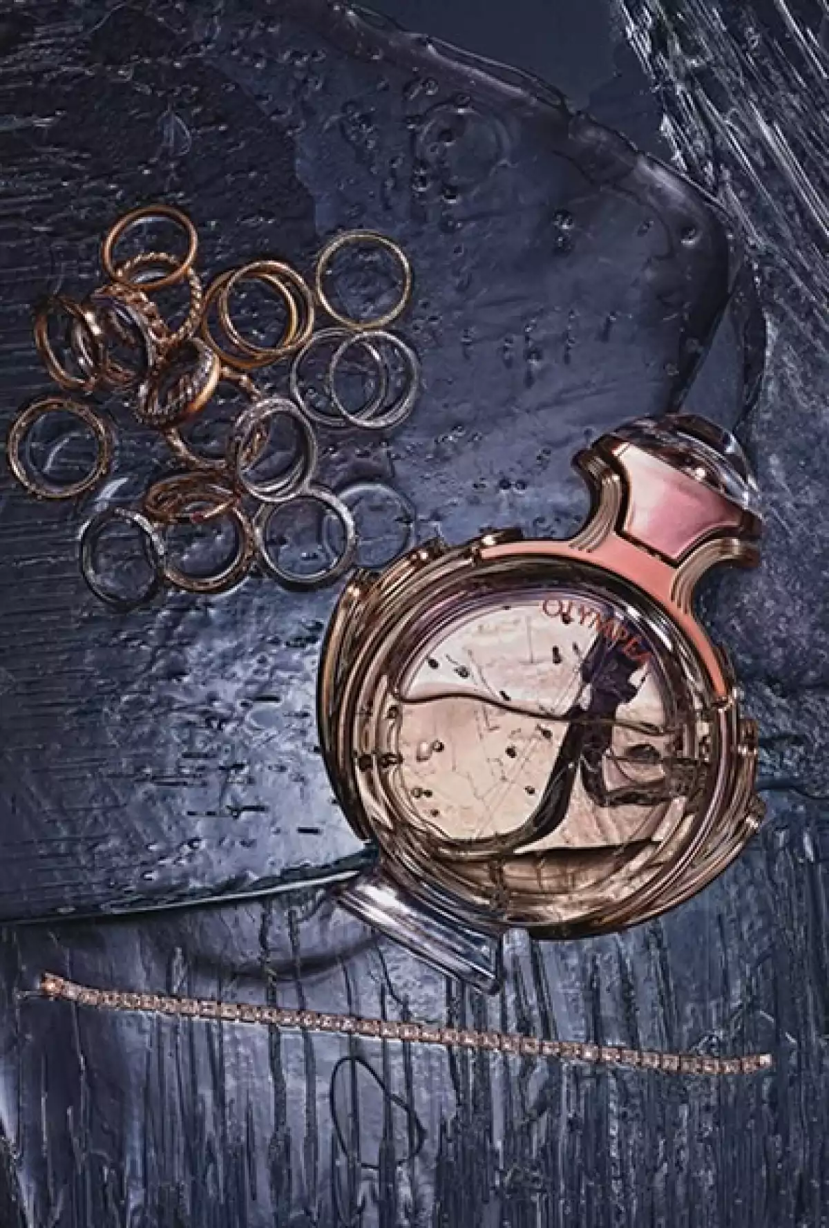 Joyería de Pomellato y Tiffany & Co. Perfume de Paco Rabanne.