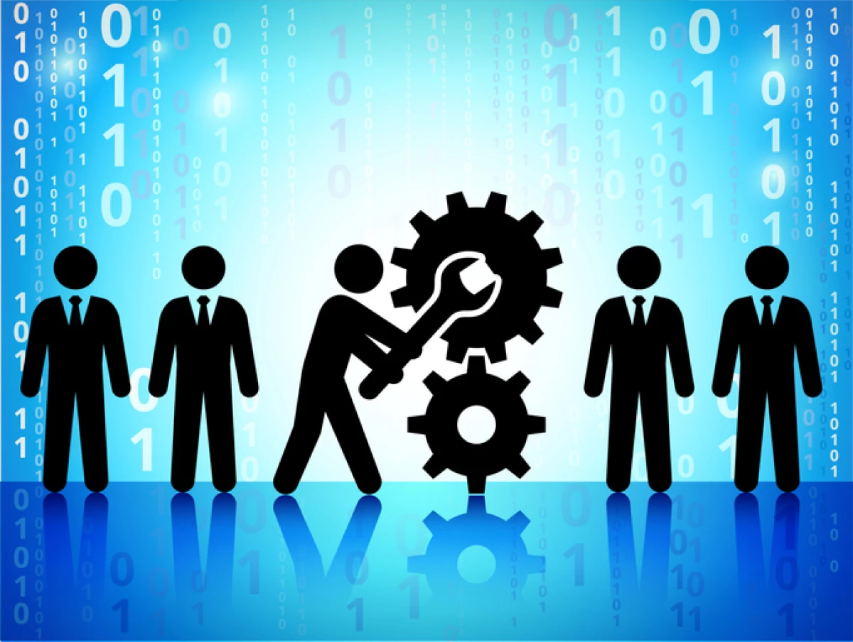 Business Transformation on Binary Code Blue Background