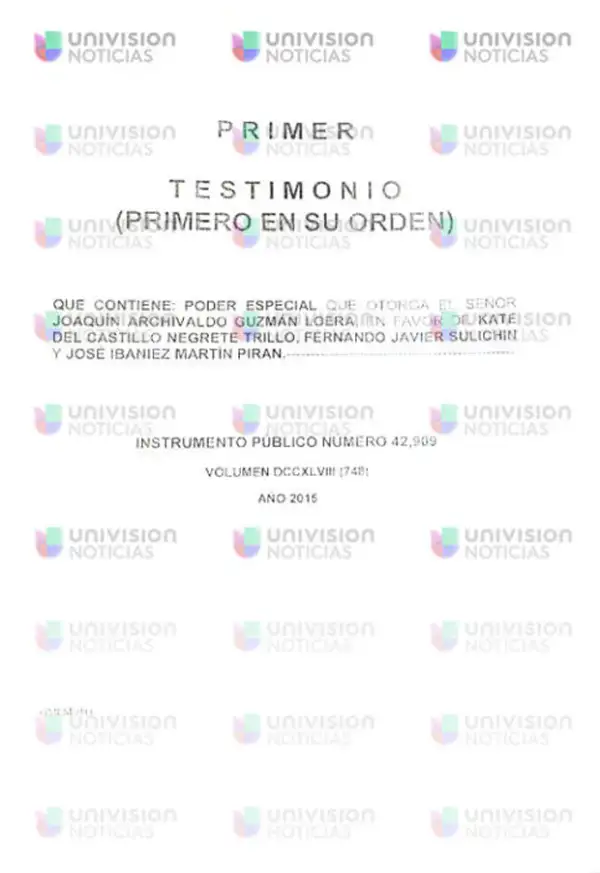 El presunto documento en el que el narcotraficante mexicano otorga poder a la actriz y a otras personas para filmar una película sobre su vida, ha salido a la luz.