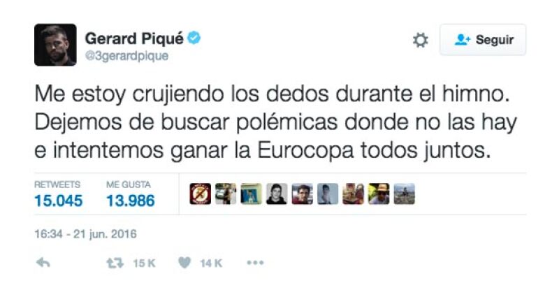 Este fue el tuit con el que Piqué se defendió.