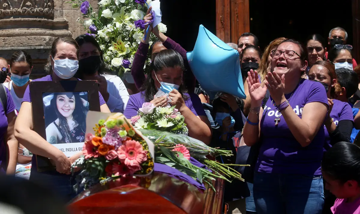Relatives attend the funeral of femicide victim Luz Raquel Padilla, in Zapopan