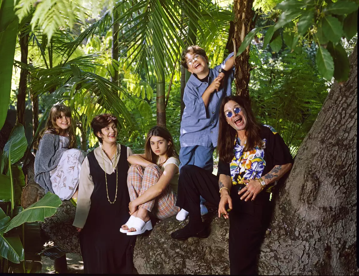 Singer Ozzy Osbourne With His Family In The Grounds Of Their Beverly Hills, California Home In March 1997.