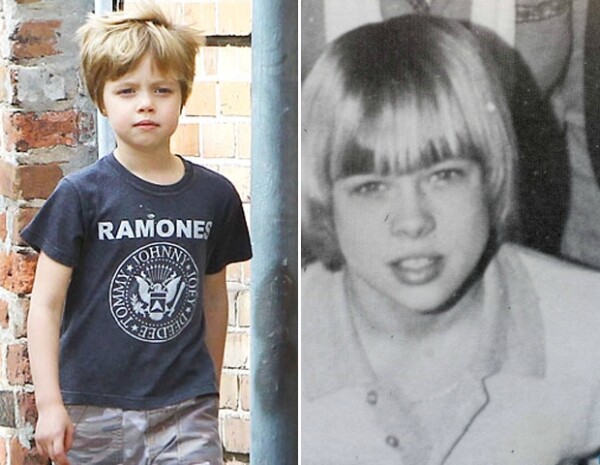 Shiloh Jolie-Pitt y Brad Pitt a los seis años de edad.