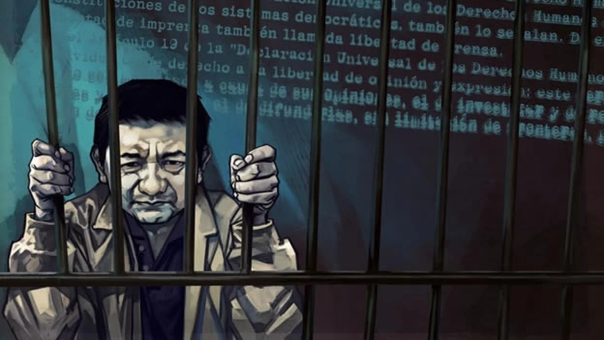 Un dibujo del periodista maya Pedro Canché, detenido desde agosto de 2014 en Quintana Roo