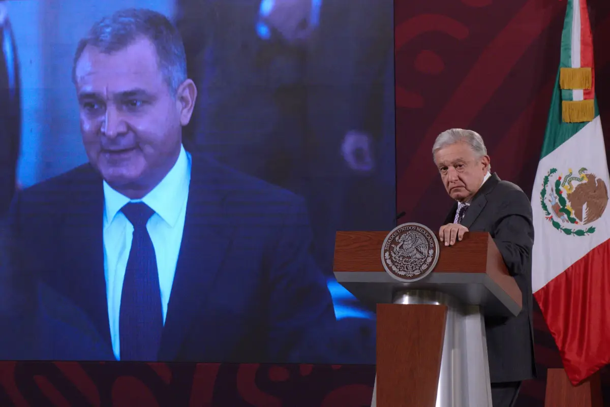 Andrés Manuel López Obrador, presidente de México, encabezó conferencia de prensa matutina en Palacio Nacional, en la que habló sobre la resolución del juicio de Genaro García Luna, ex secretario de Seguridad Pública.