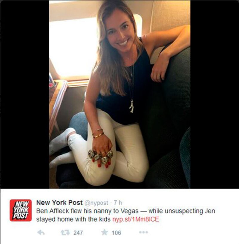 El diario ha revelado estta fotografía de Christine Ouzounian en un vuelo privado a Las Vegas junto a Ben Affleck y Tom Brady.