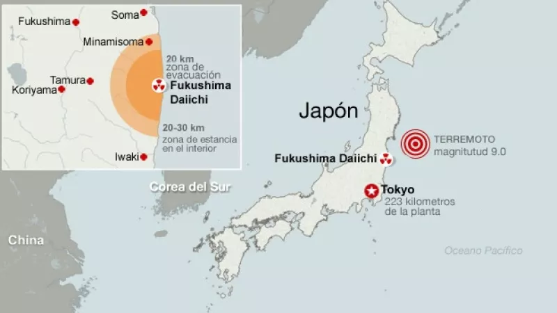 Japón - mapa evacuación - Fukushima