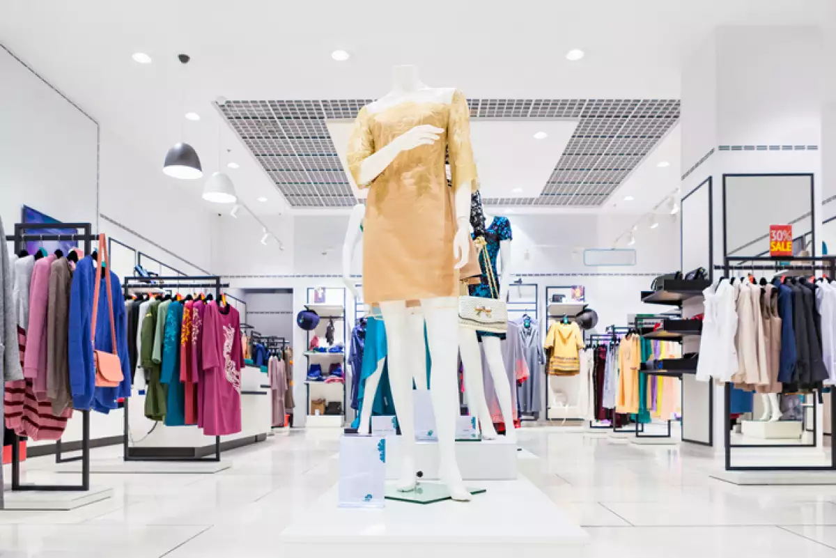 Interior of clothing store.