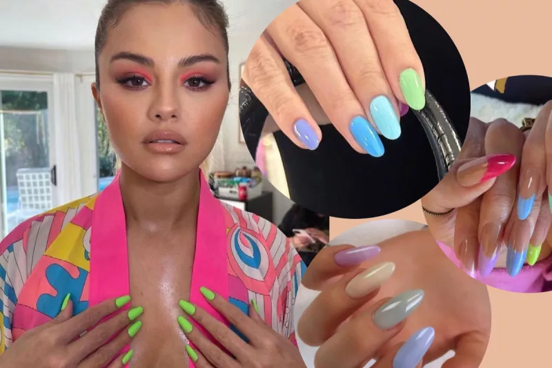 Selena Gomez enseñando sus uñas verdes