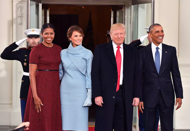 Michelle Obama, Melania Trump, Donald Trump y Barack Obama