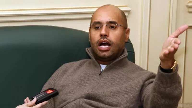 hijo de gadhafi da entrevistas