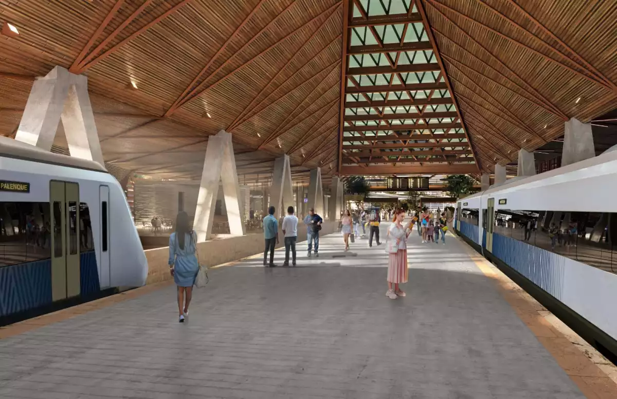 Así será la estación del Tren Maya en Palenque