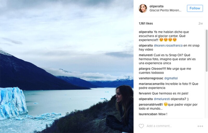 Olivia Peralta en Perito Moreno.
