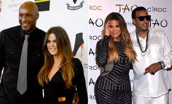 Khloé con su ex esposo Lamar Odom  y su ex novio French Montana