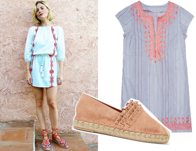 Juega con texturas. Un vestido como el de Rapsodia y alpargatas como las de Valentino te harán triunfar este verano.