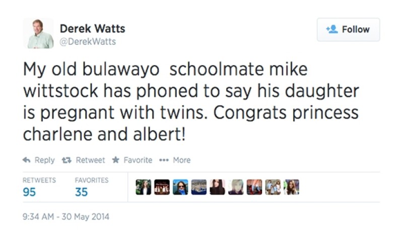 El periodista Derek Watts hizo notar que los príncipes de Mónaco esperan gemelos.