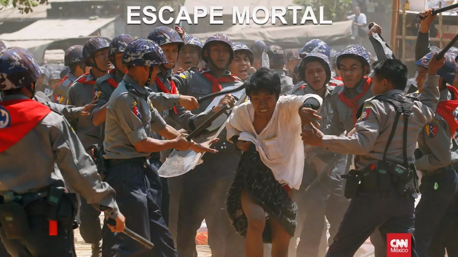 policia myanmar manifestacion