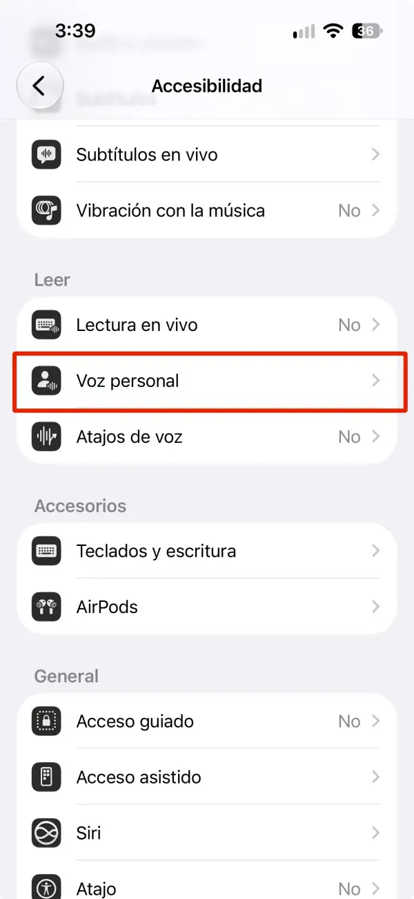 Voz personal es la función que permite al iPhone copiar la voz del usuario a través de una serie de pruebas.